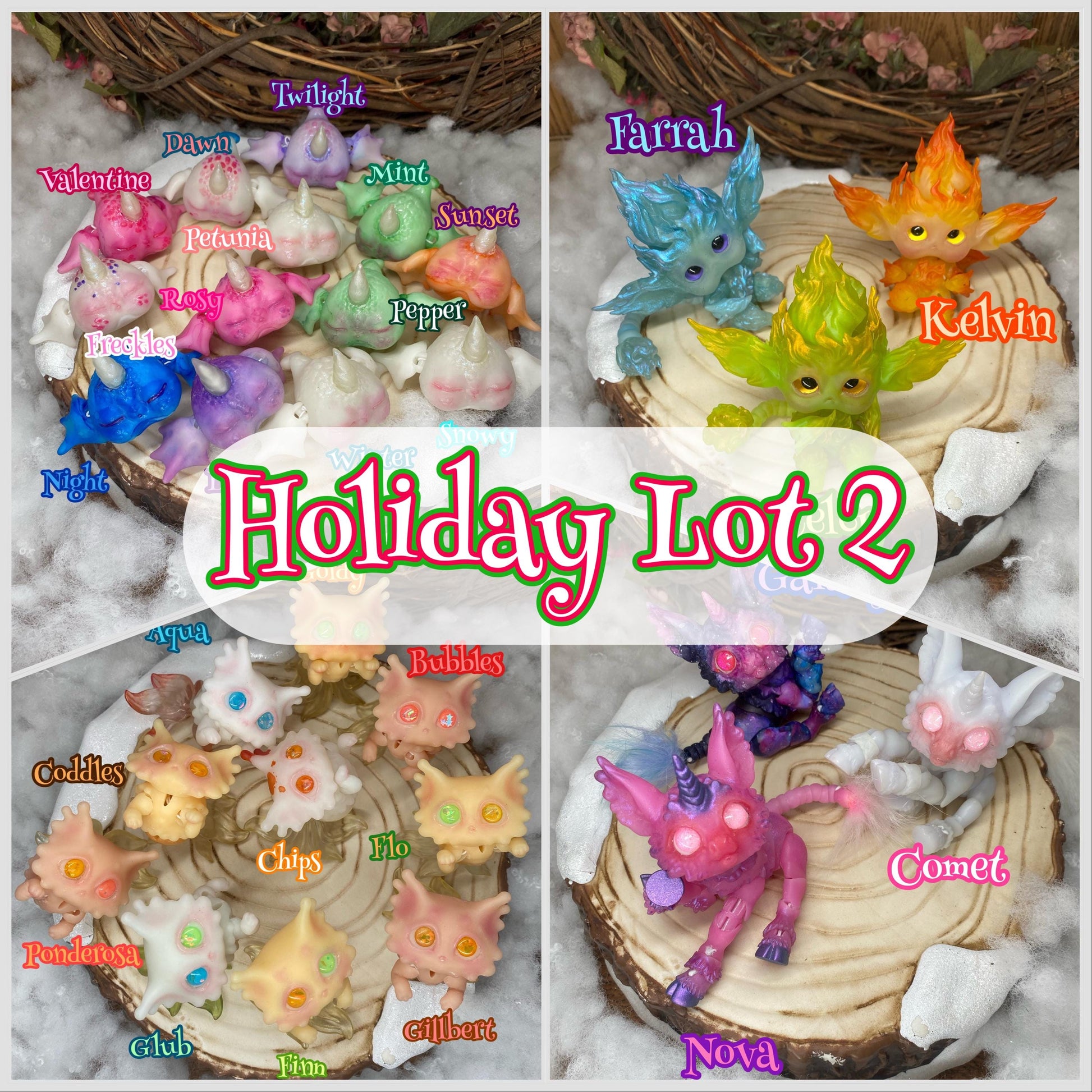 READY TO SHIP: Holiday Lot 2 - Catfish, Sleepy Dragons, Firefly, and Unicorn Ball Jointed Dolls